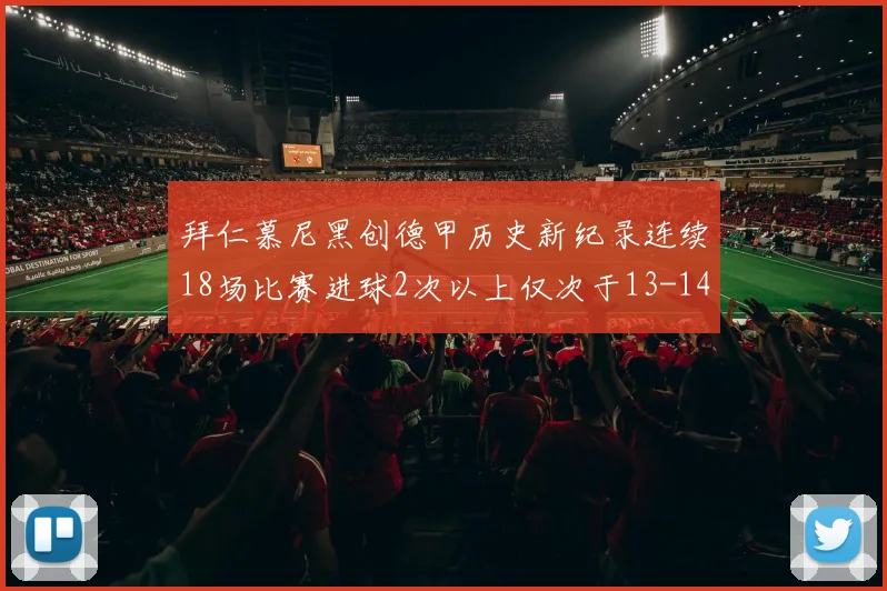 拜仁慕尼黑创德甲历史新纪录连续18场比赛进球2次以上仅次于13-14赛季
